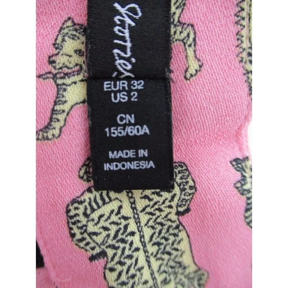 & Other Stories Womens Skirt 2 Pink Yellow Tigress Midi Skirt Animal Print Rayon